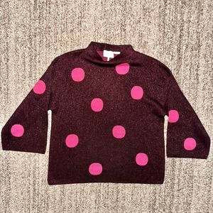 Anthropologie Numph Women's Metallic Polka Dot Pullover Sweater